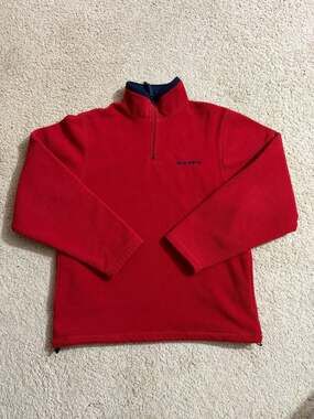 Vintage Old Navy Red Fleece Quarter Zip Pullover Sweatshirt
